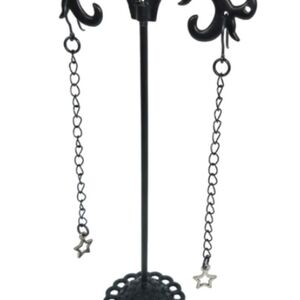 Silver Star Charm Dangle Drop Earrings  Hypoallergenic Artisan Made Witchy Alt